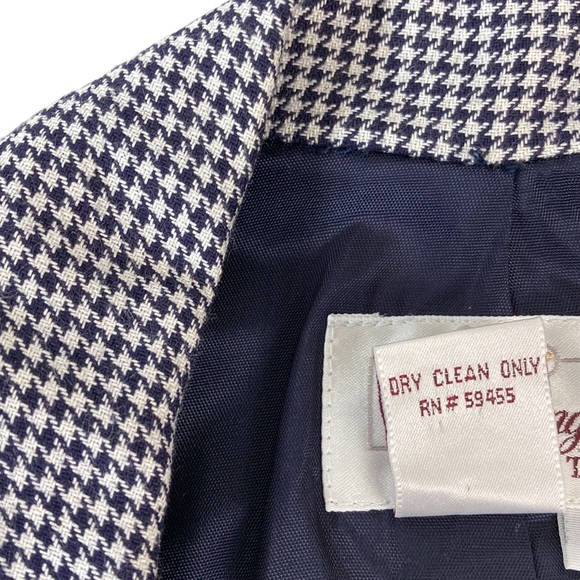 Vintage Worthington Navy Houndstooth Boyfriend Blazer - Picture 11 of 12